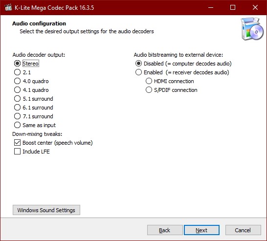 Audio configuration